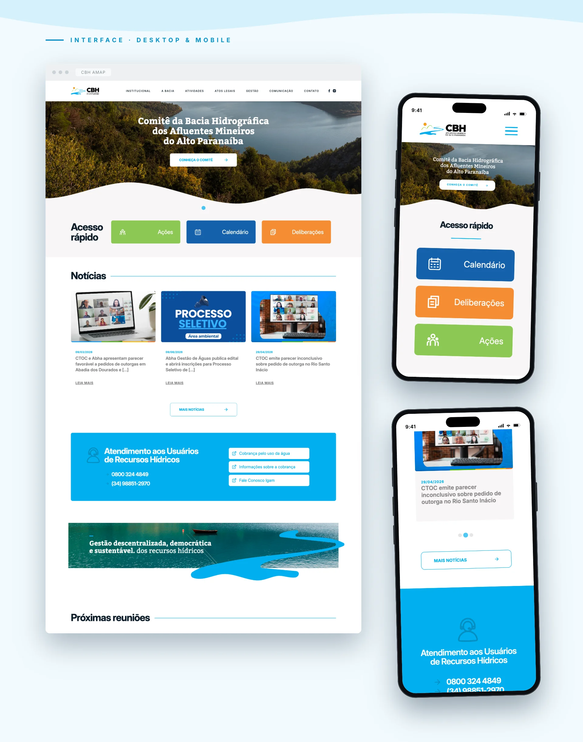 Interface desktop e mobile